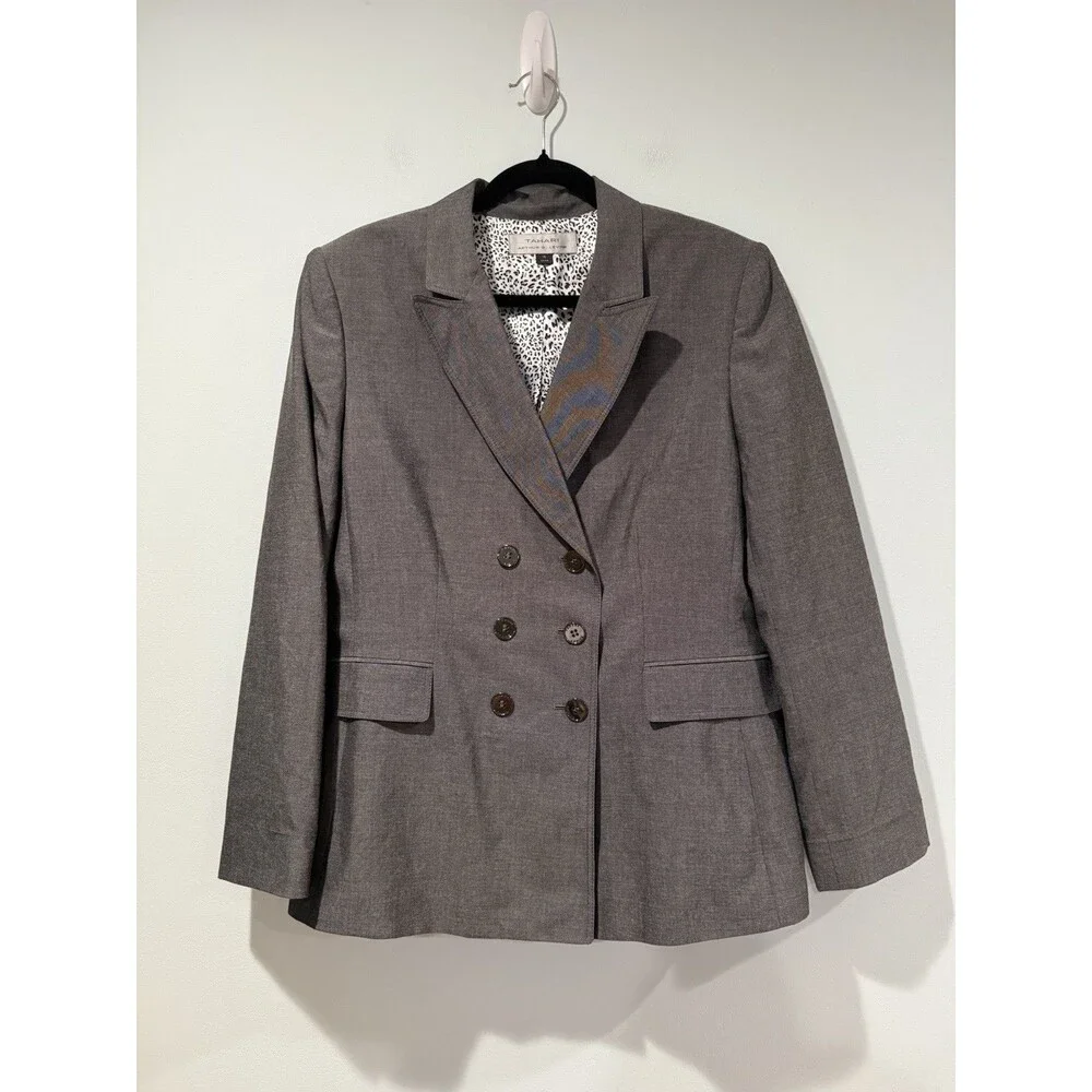 Tahari Blazer Womens 16 Gray Jacket Suit Separate Career Office Work Business